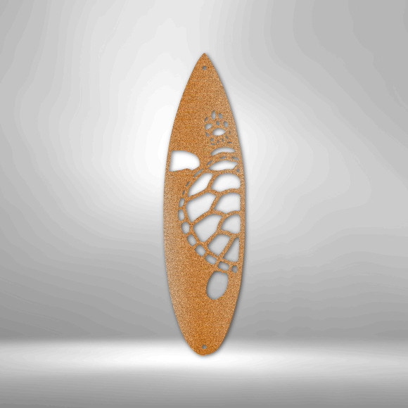 Surf Board Turtle Steel Sign Laser Cut Powder Coated Home & Office Metal Wall De